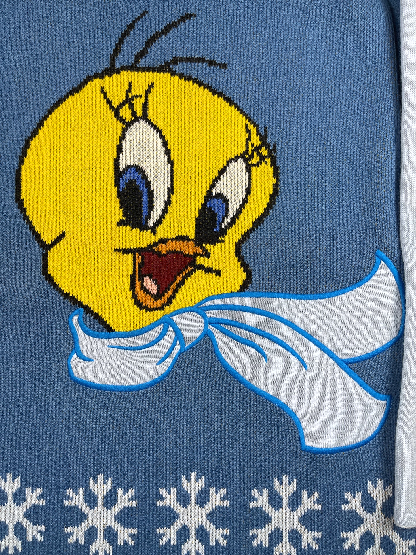 Vintage Looney Tunes 2003 Tweety Warner Bros Knitted Sweatshirt Blue - M