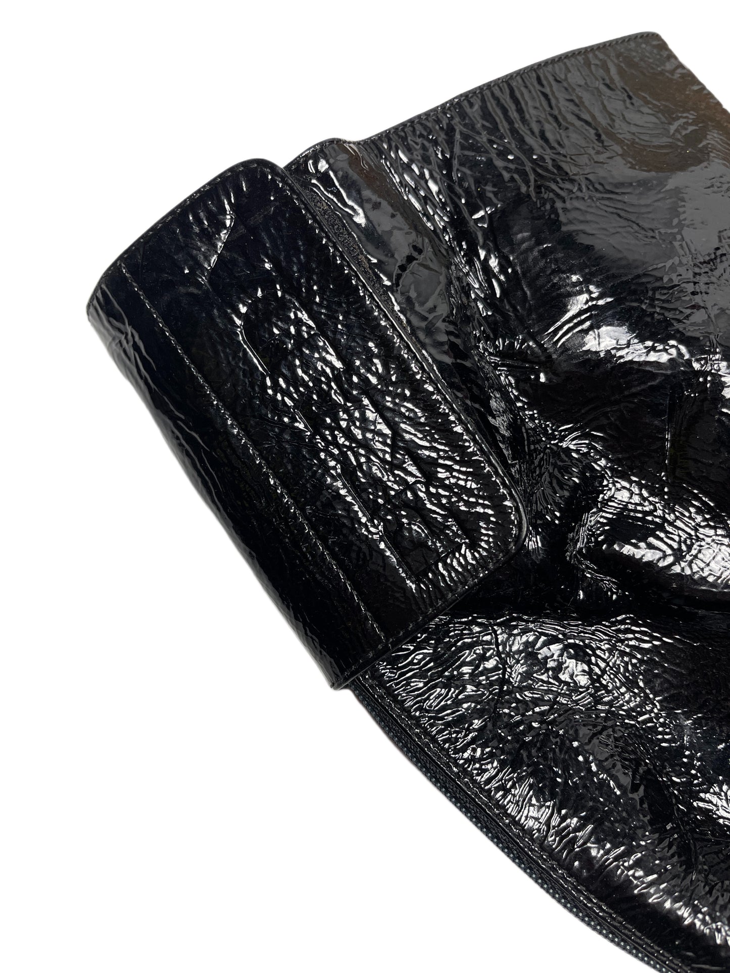 Y2k Prada Sport Knee High Patent Leather Black Boots - 39