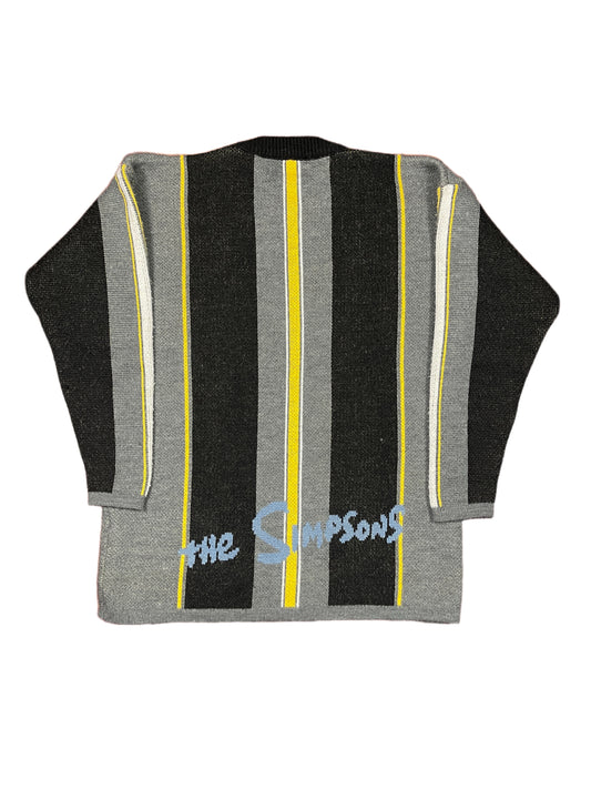 Vintage The Simpsons 1997 Bart Chunky Knitted Sweatshirt Gray Black - M