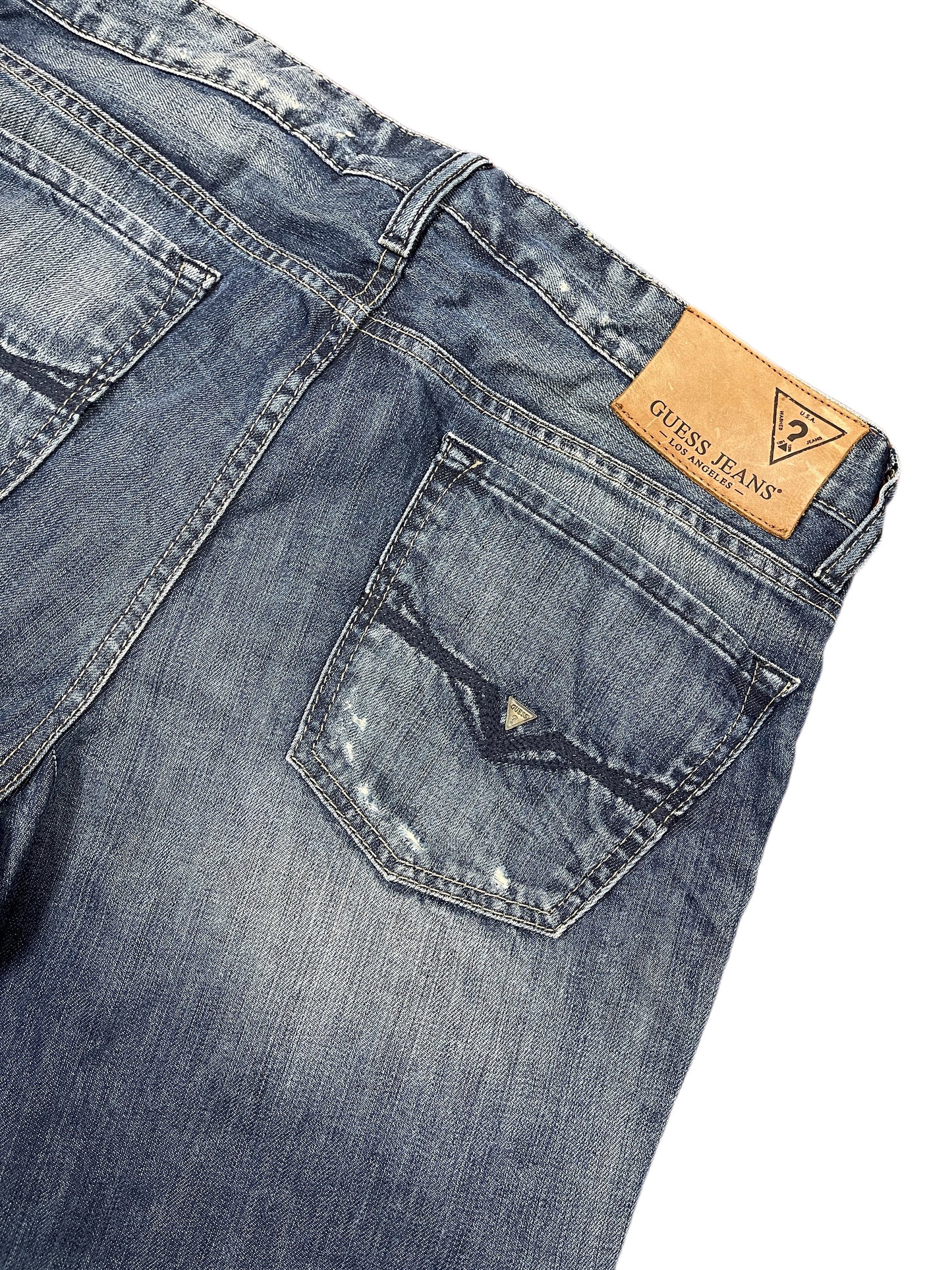 Y2k Guess Straight Denim Pants Blue - M/L