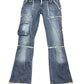 Y2k Miss Sixty Low Waist Flared Denim Pants Blue White - M/L
