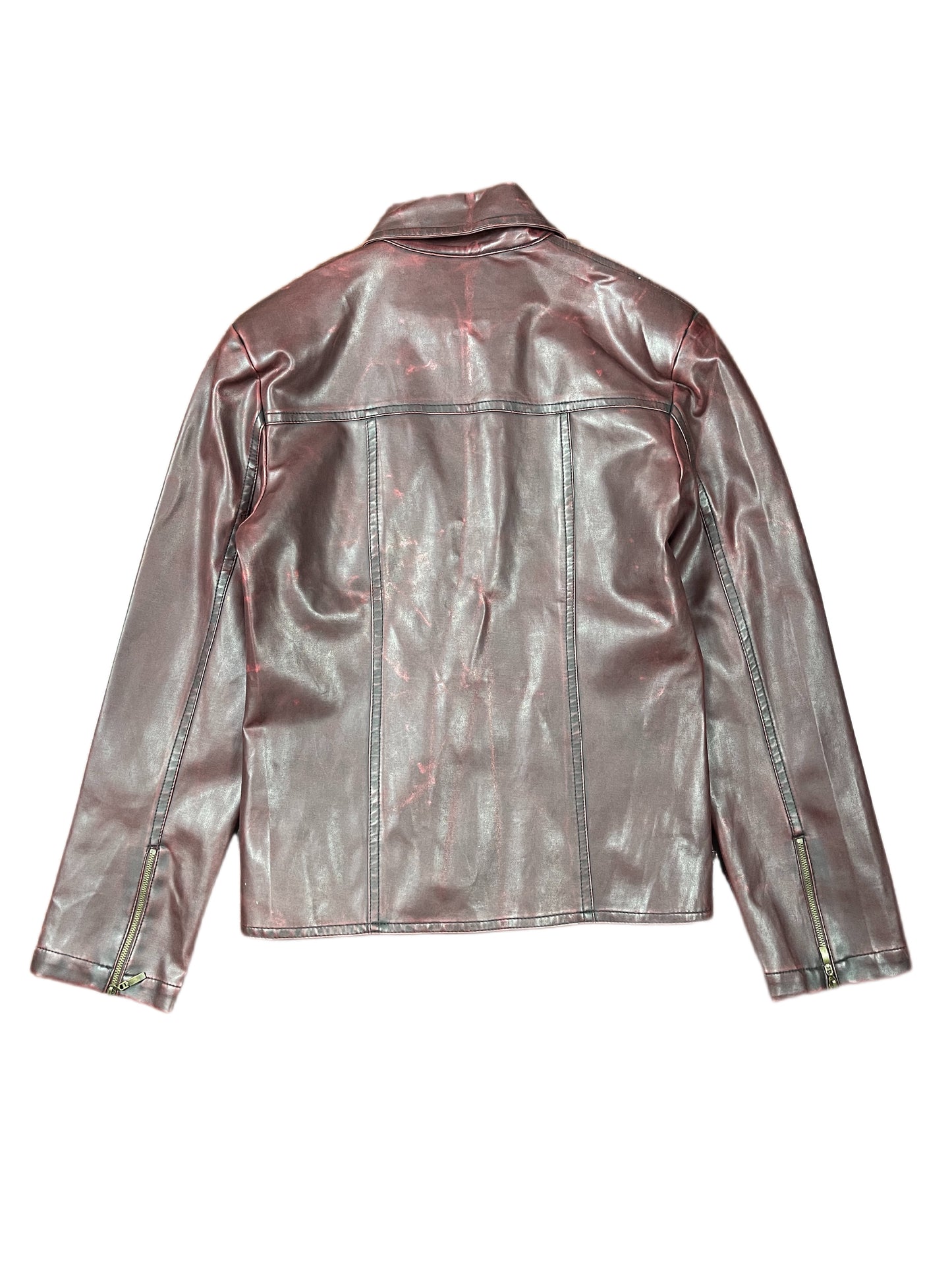 Y2k Emporio Collection Vegan Leather Jacket Red Black - L