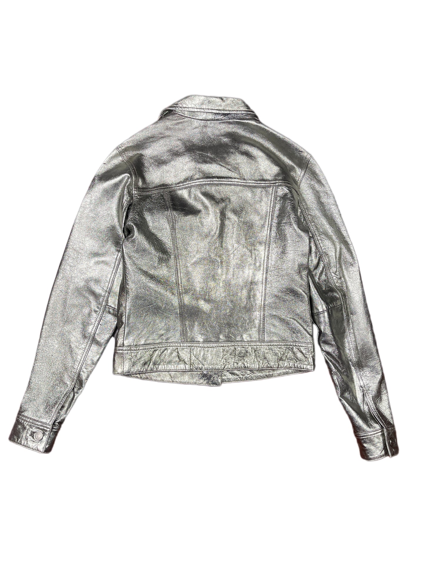 Y2k Gipsy Leather Jacket Silver - S