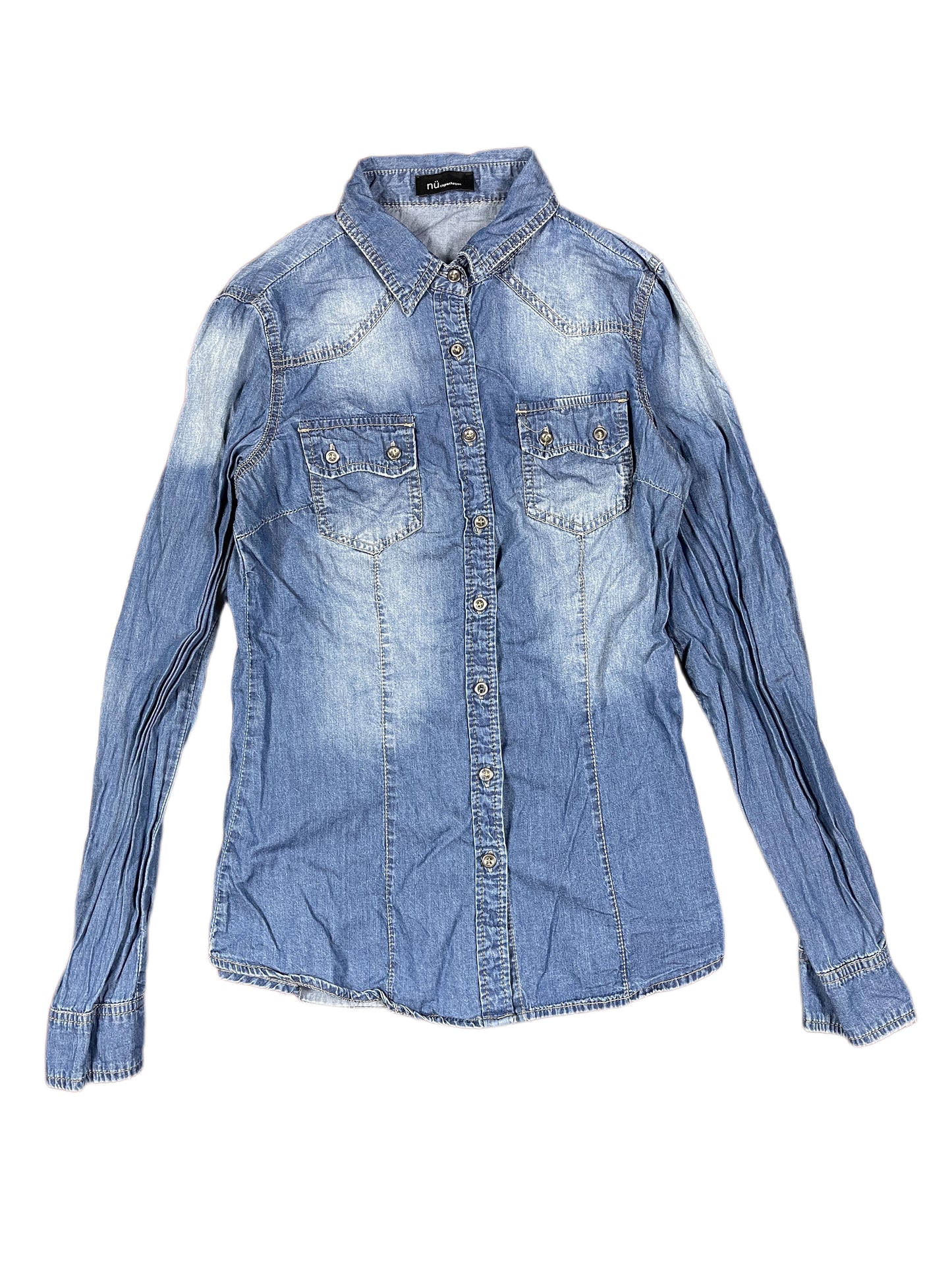 Nü Copenhagen Long Sleeve Denim Top Blue - S