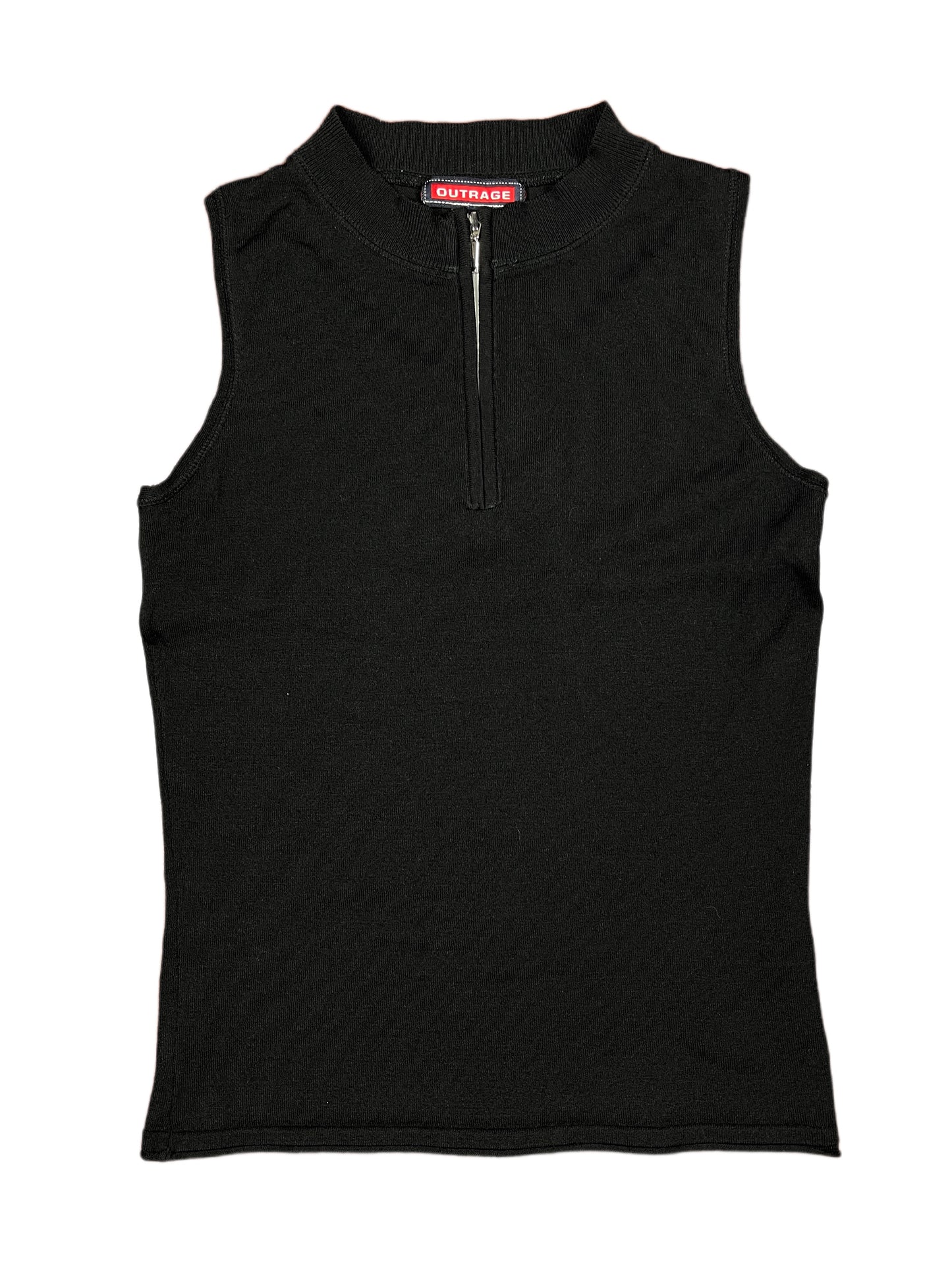 Y2k Outrage Zip Sleeveless Top Black - M