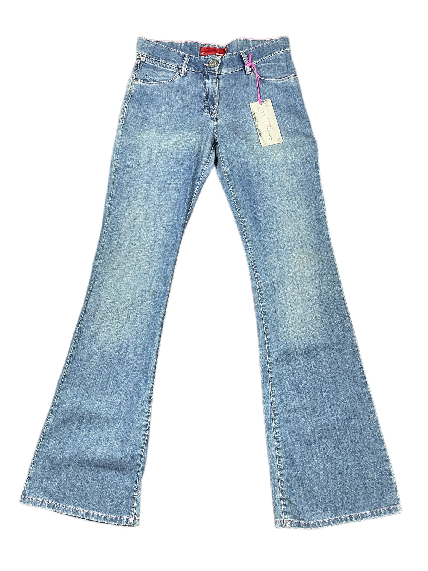 Y2k Mash Low Waist Flared Denim Pants Blue - L
