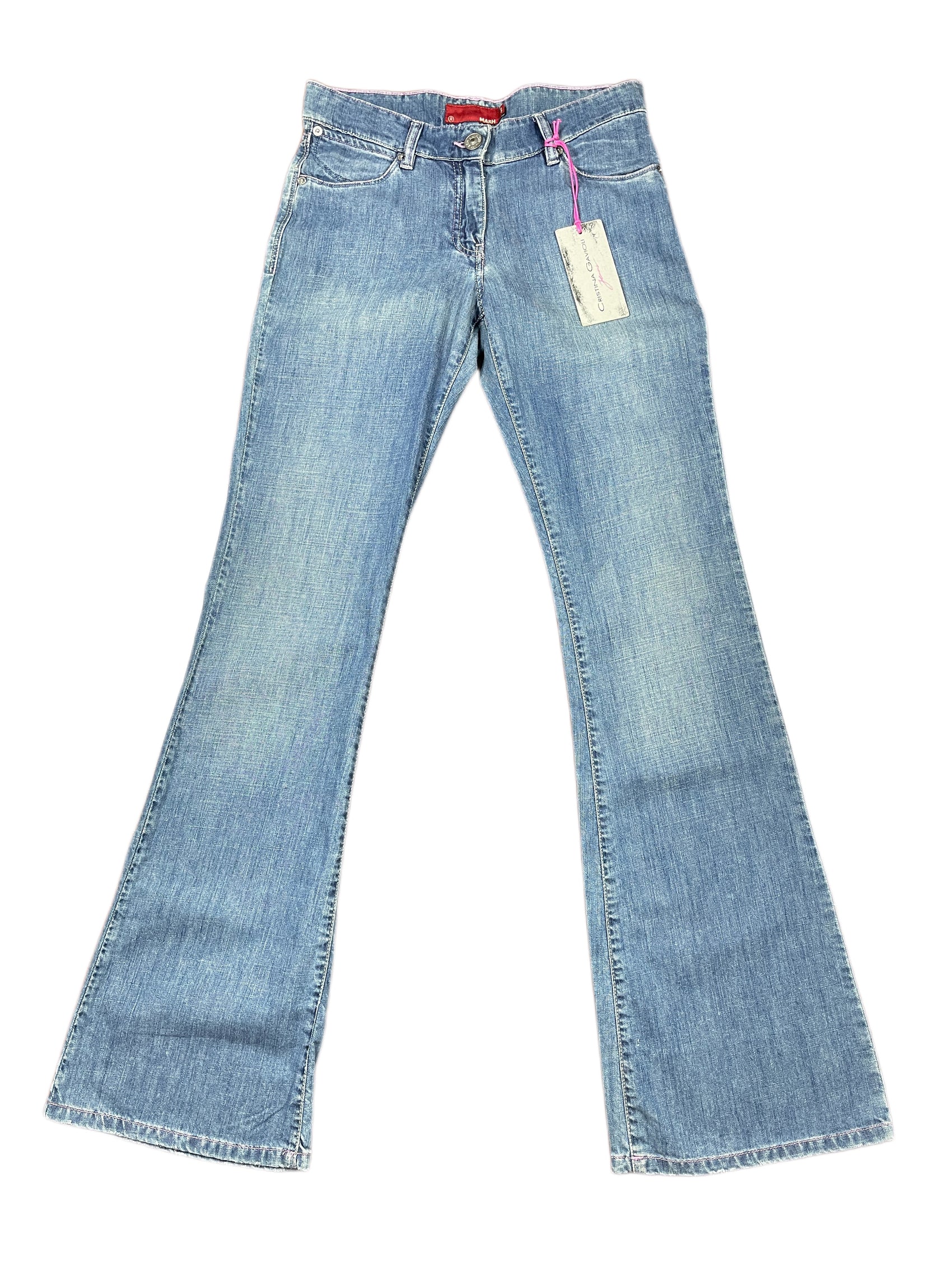 Y2k Mash Low Waist Flared Denim Pants Blue - L