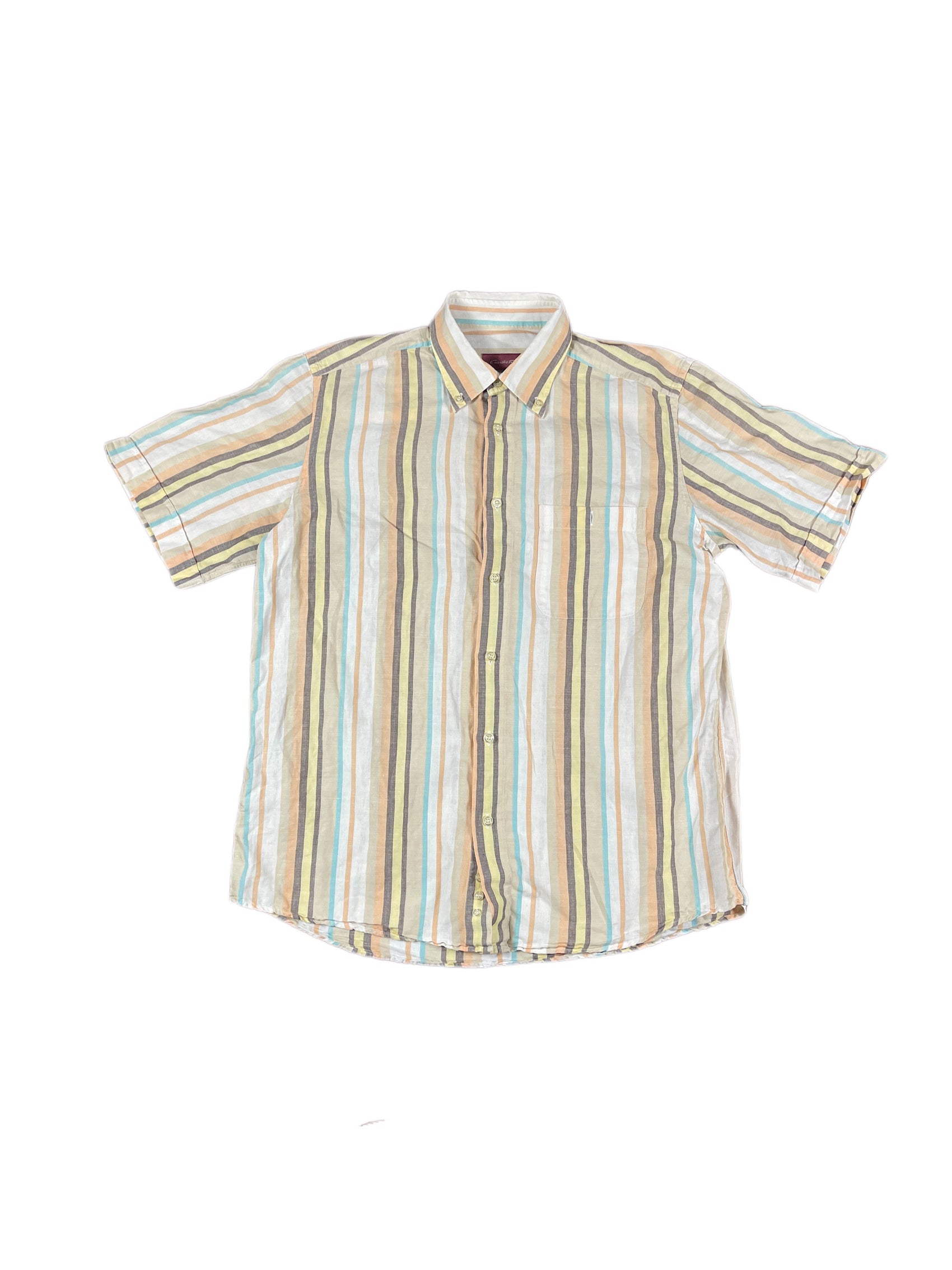 Vintage Euidio Tucci Short Sleeve Shirt Creme Beige - L