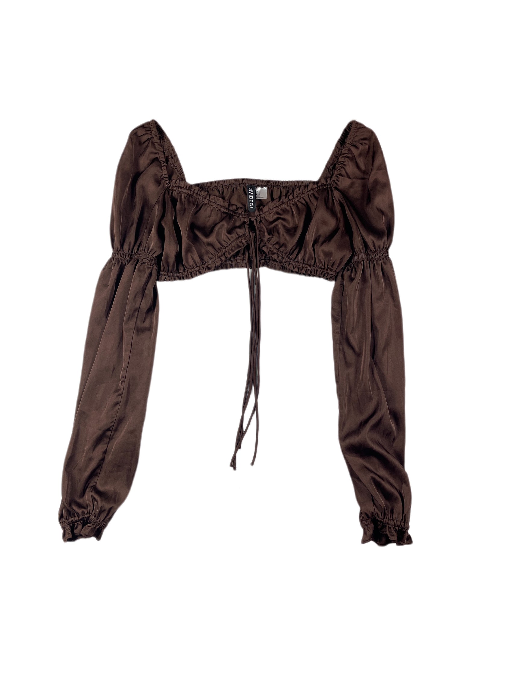 Y2k Divided Long Sleeve Top Brown - XS