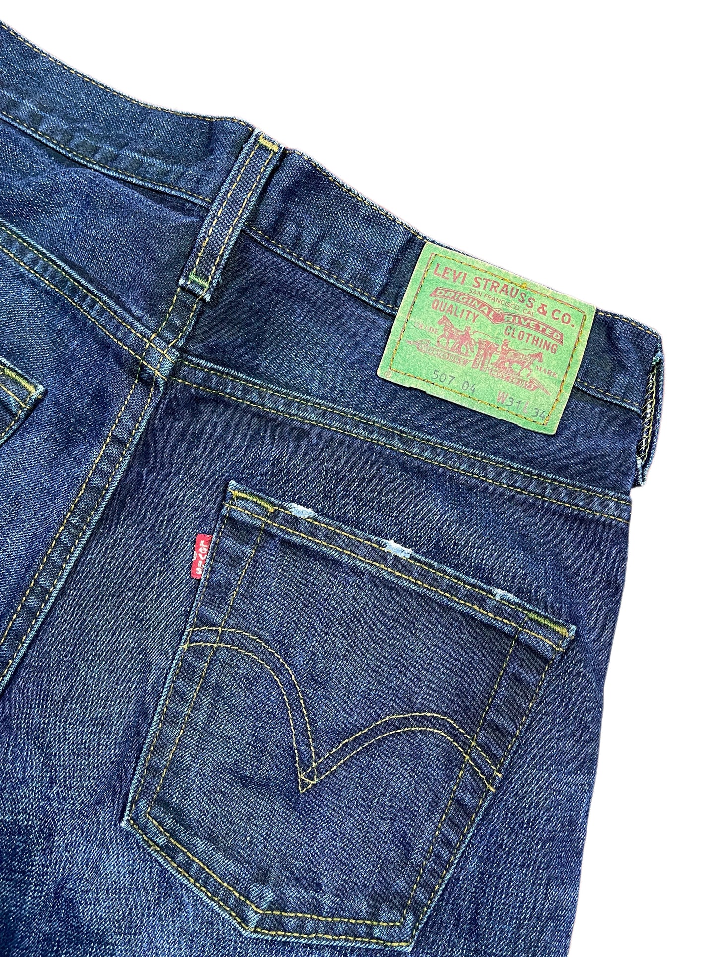 Vintage Levi's 507 Bootcut Denim Pants Blue Green - S/M