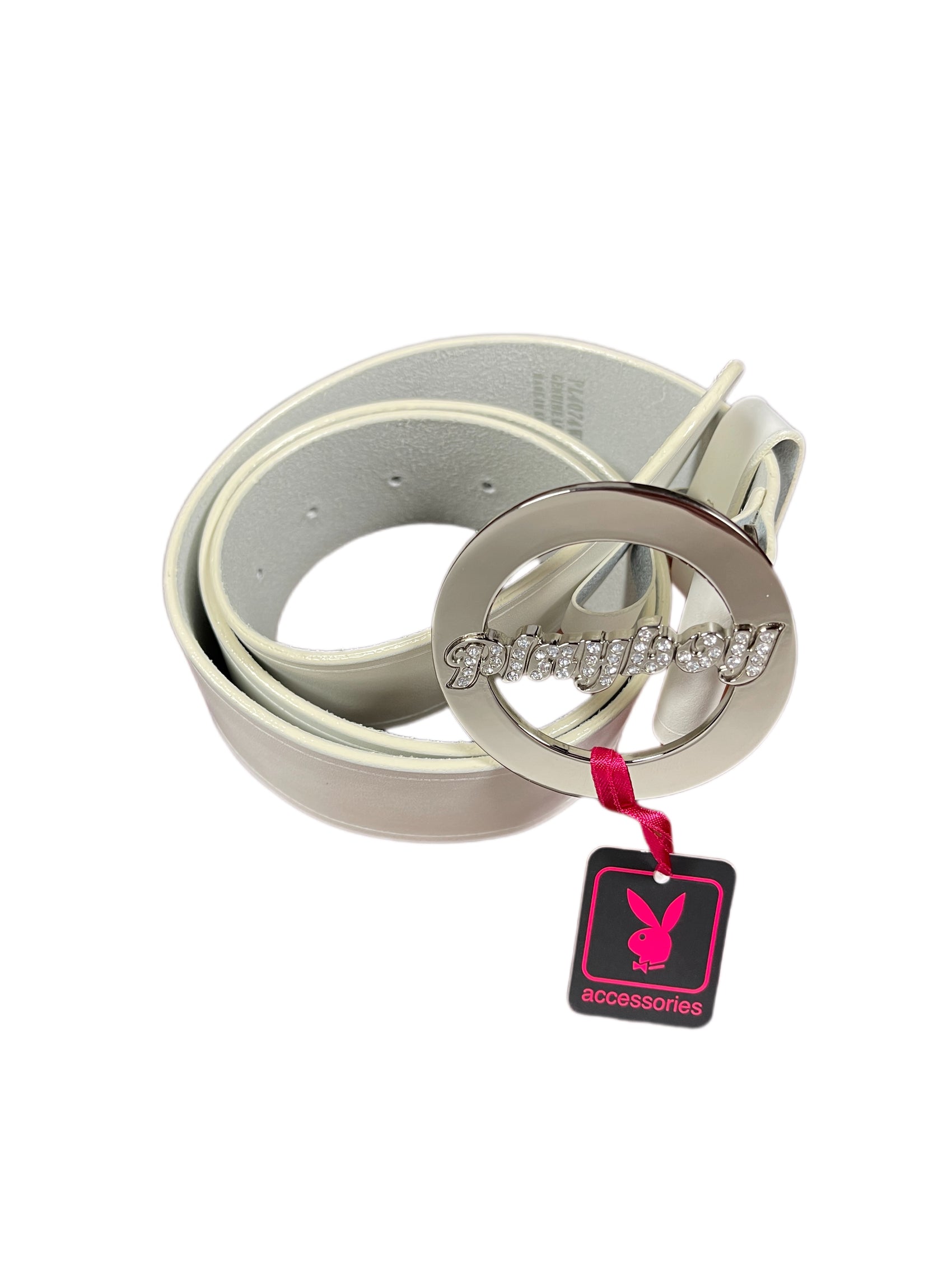 Y2k Playboy Leather Belt Perlmut White 2004