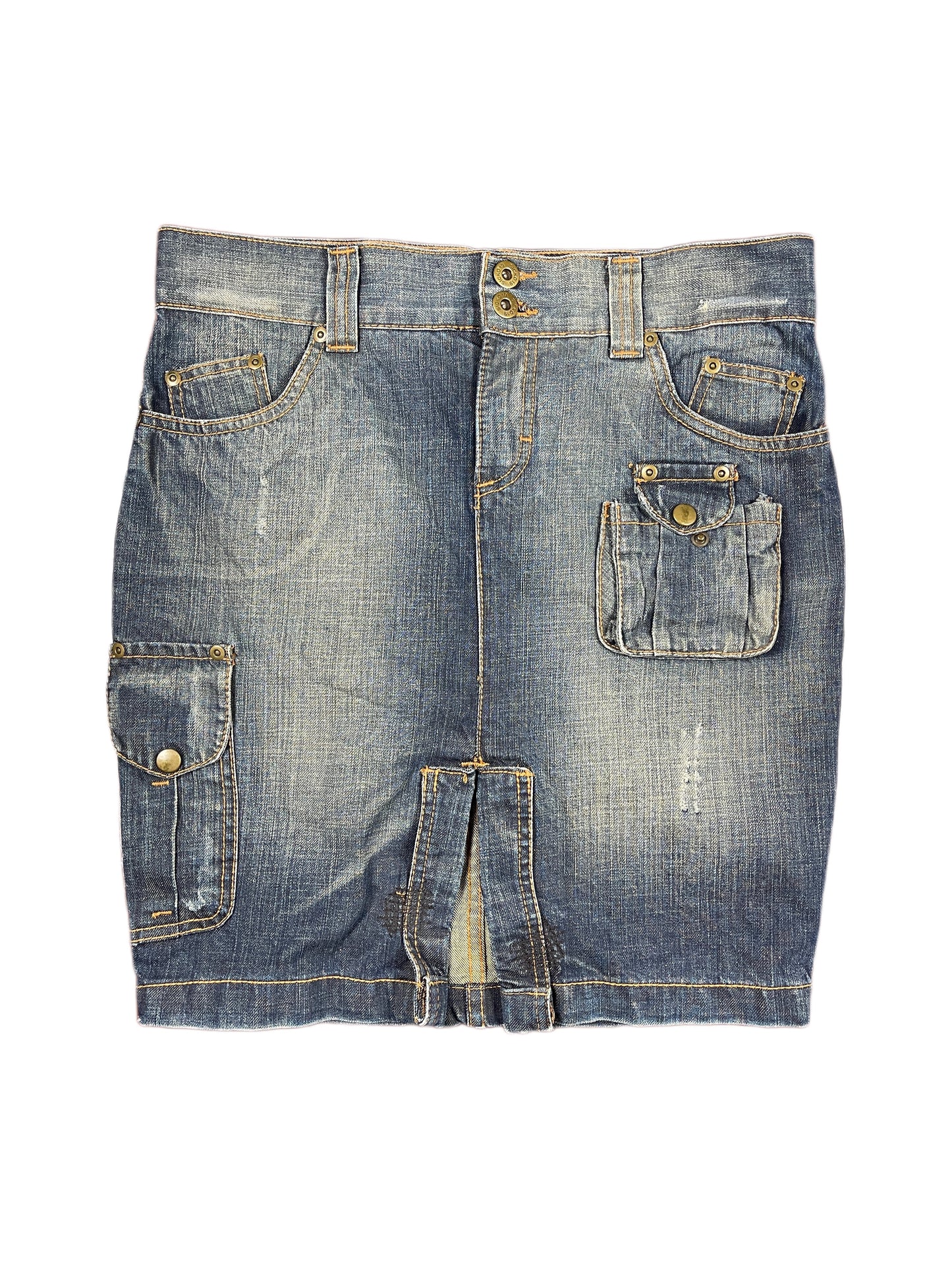 Y2k Sicko Nineteen Lo Waist Denim Skirt Blue - S