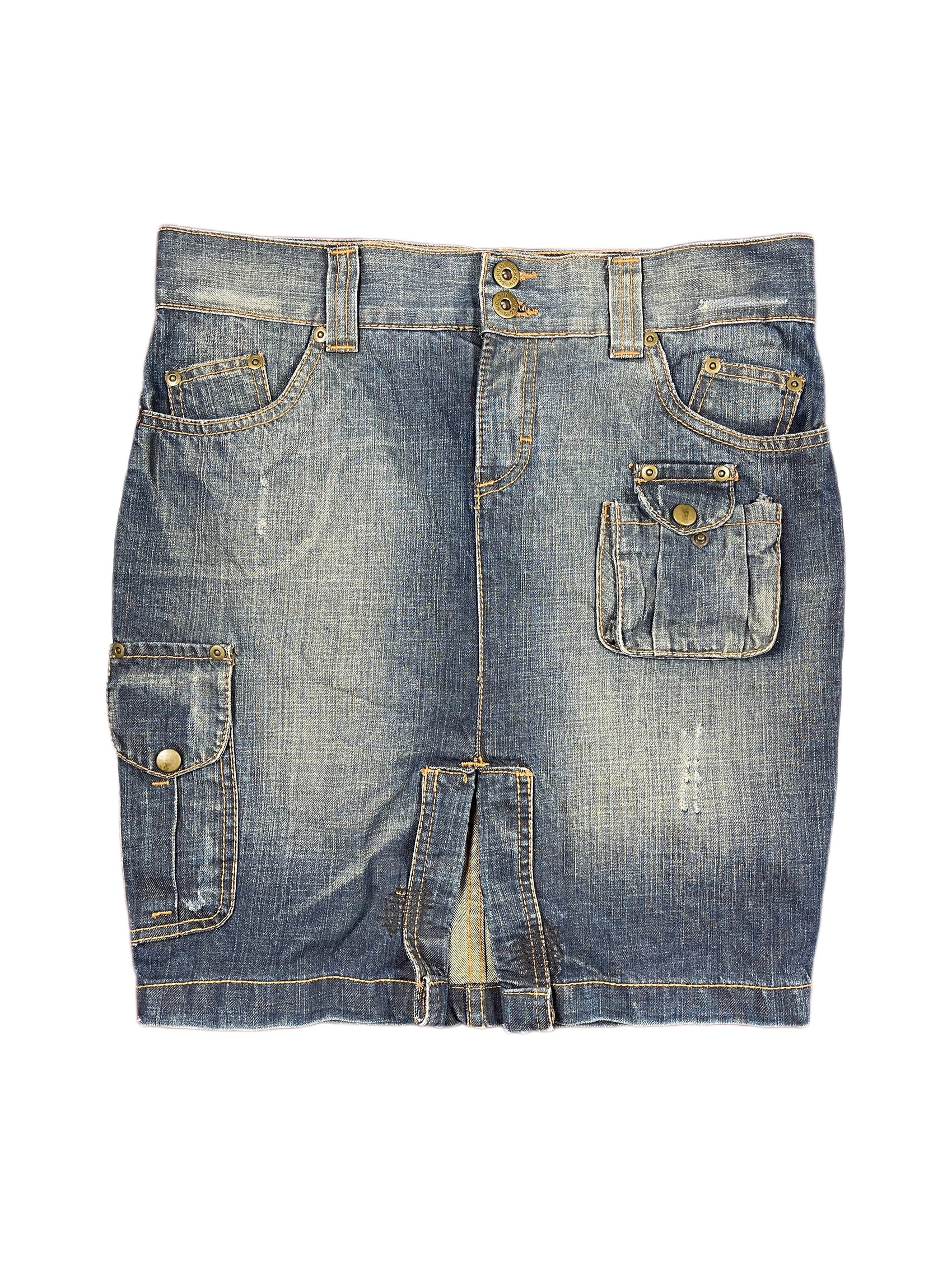 Y2k Sicko Nineteen Lo Waist Denim Skirt Blue - S