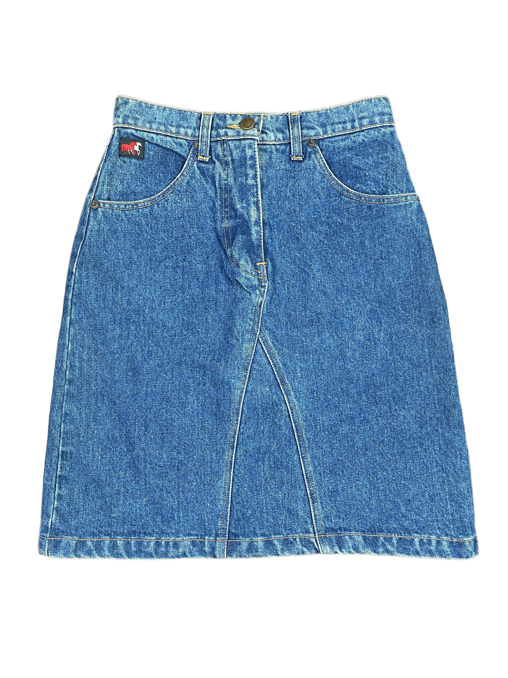 Vintage Mustang High Waist Denim Skirt Blue - S