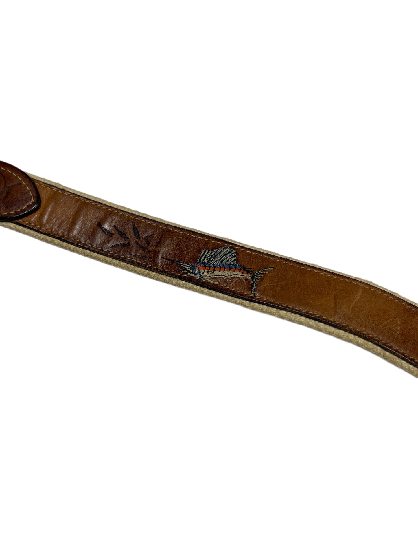 VIntage Reef Riders Belt Cotton Leather Brown Beige