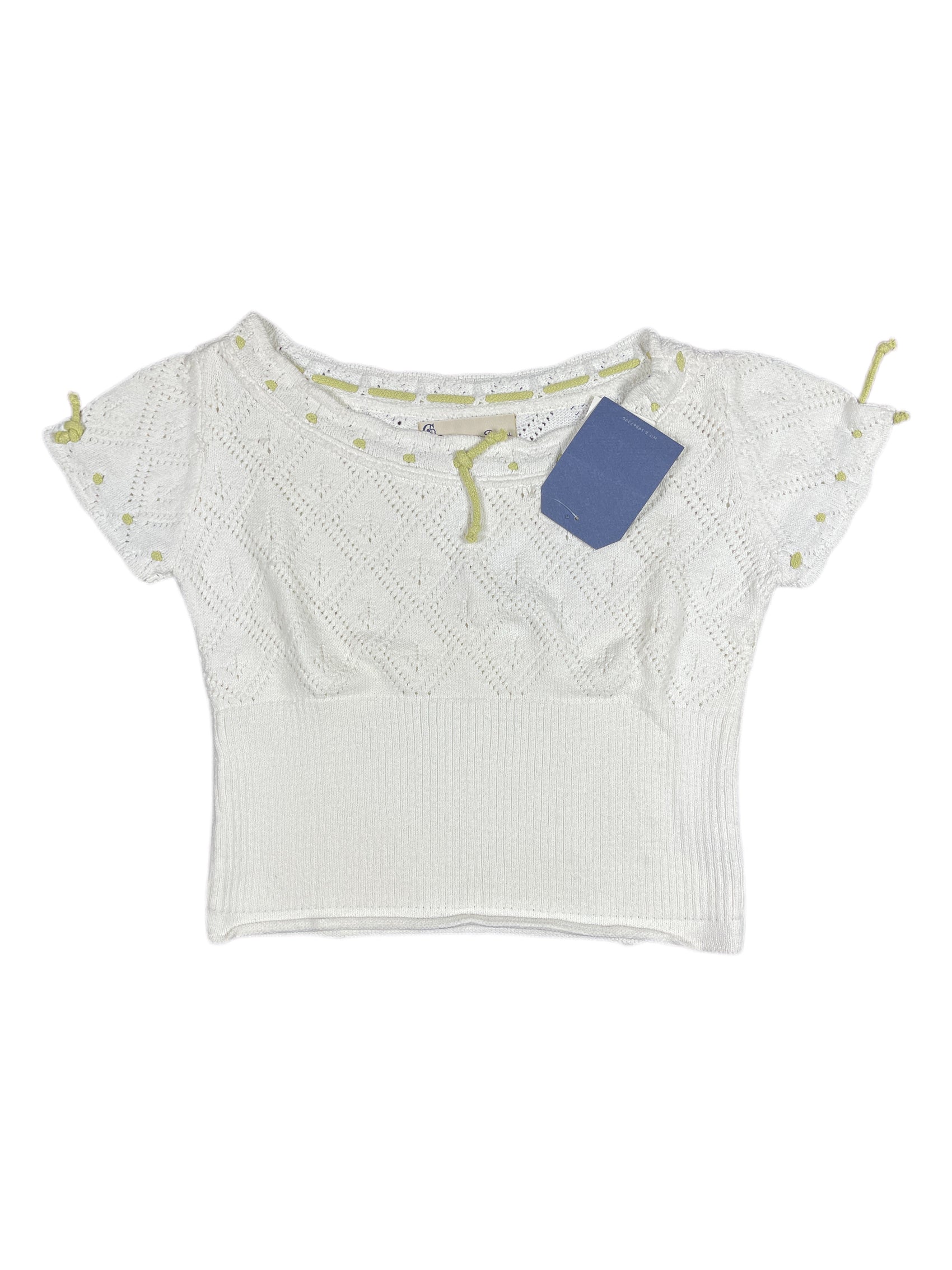 Vintage Confecciones Diaz Short Sleeve Knitted Top White - S/M