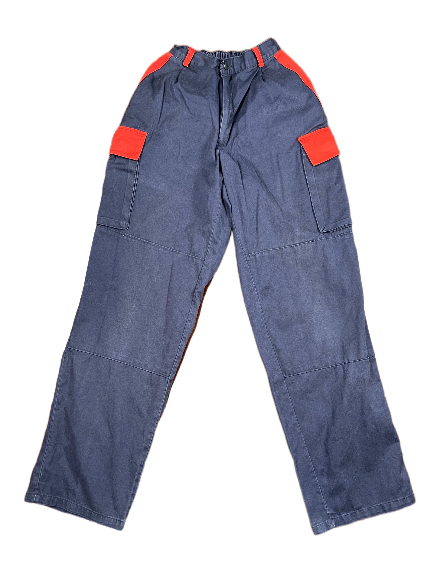 Vintage Cargo Working Pants Workwear Navy Red - XL