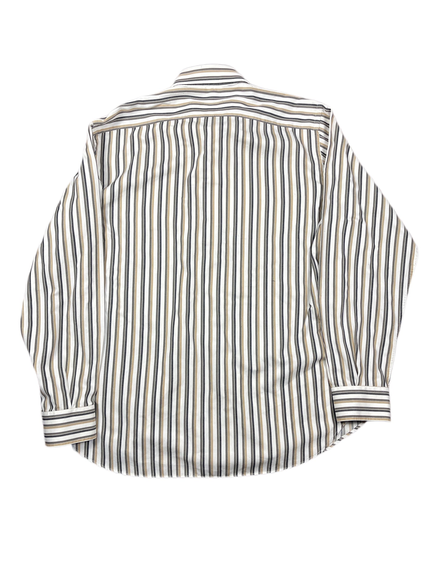 Vintage Thomas Burberry Long Sleeve Shirt Striped White Cream - XL