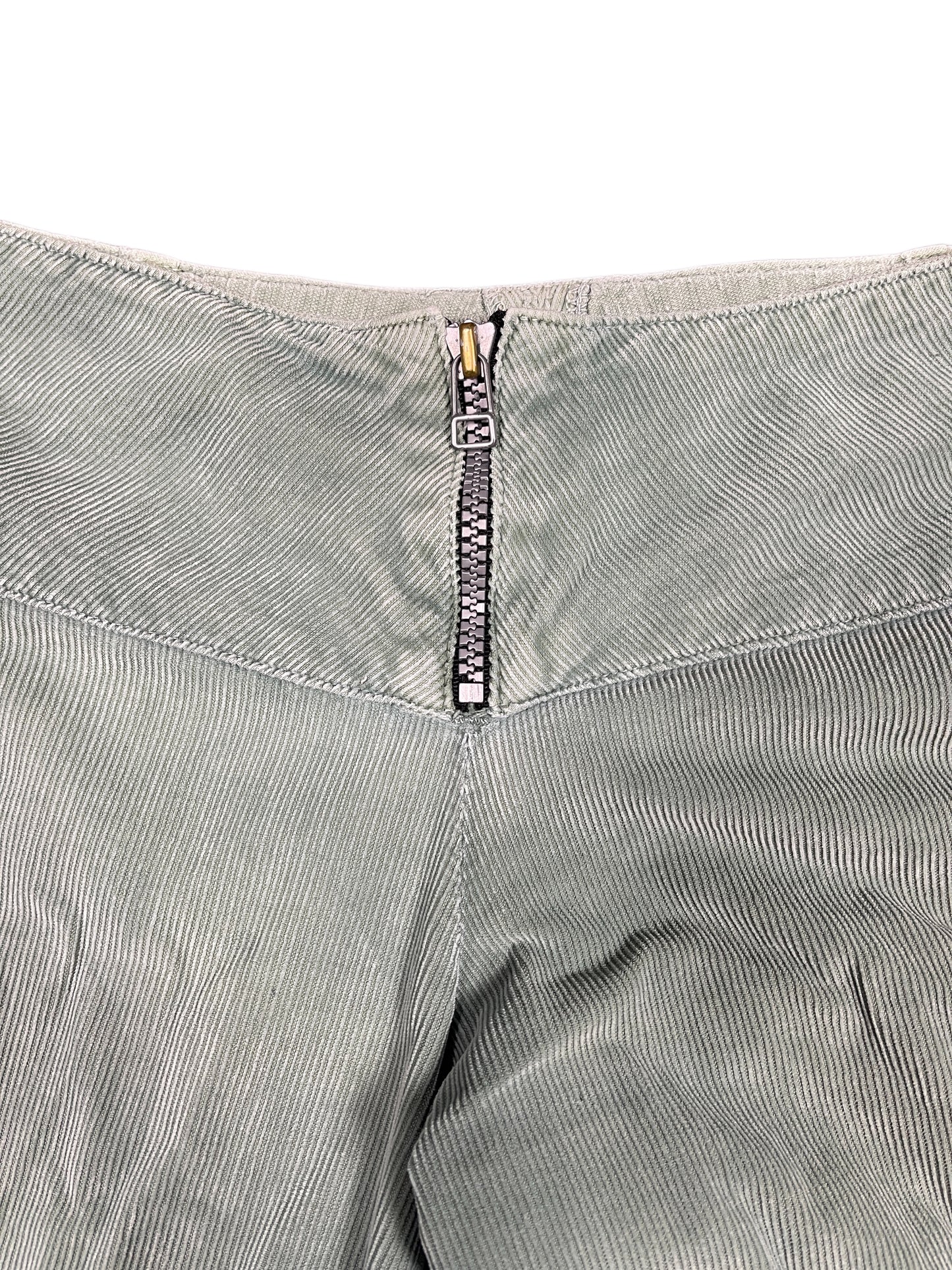 Y2k Motor Low Waist Flared Corduroy Pants Turquoise - S/M