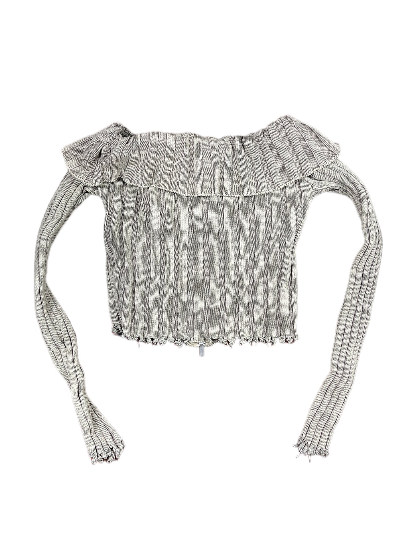 Zara Knitted Long Sleeve Top Brown Gray - M