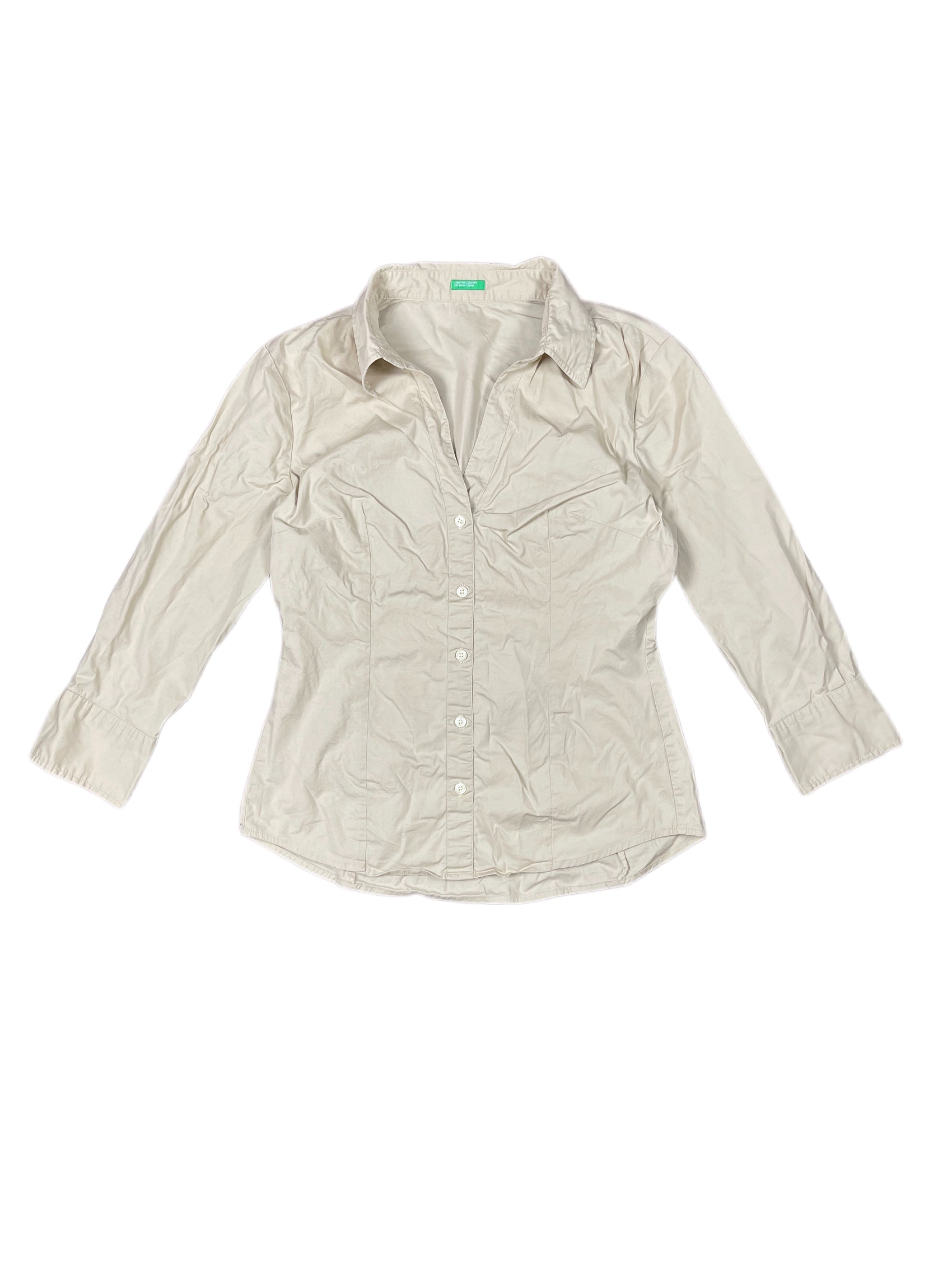 Y2k Benetton Long Sleeve Top Creme - M