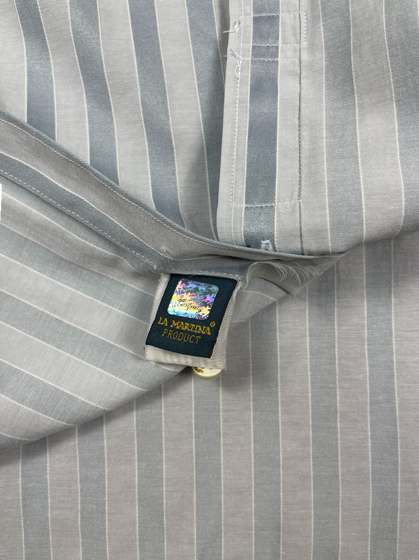 Y2k La Martina Long Sleeve Shirt Metalic Blue - L