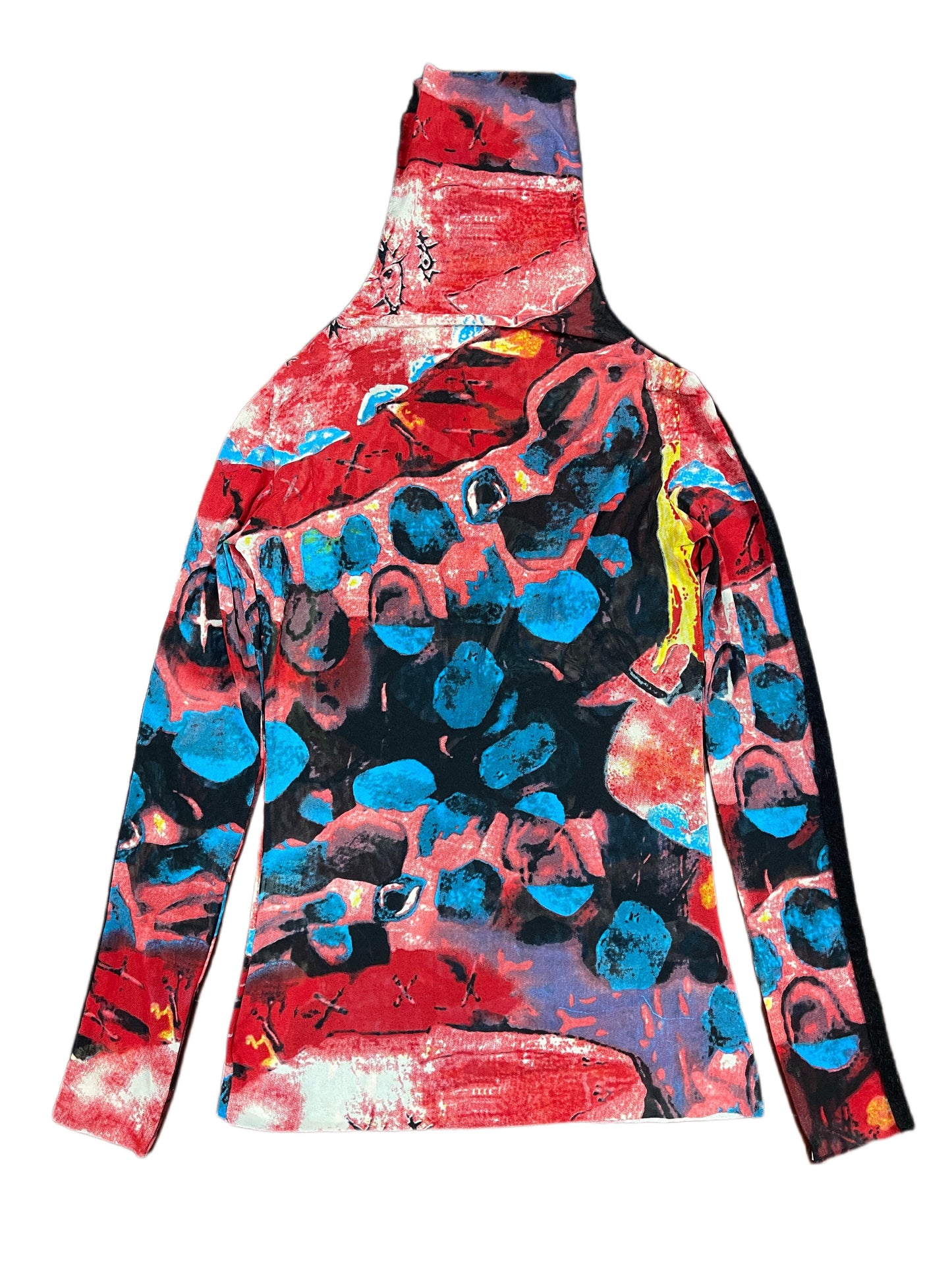Y2k Cl Kalami Long Sleeve See through Top Multicolor - XXL