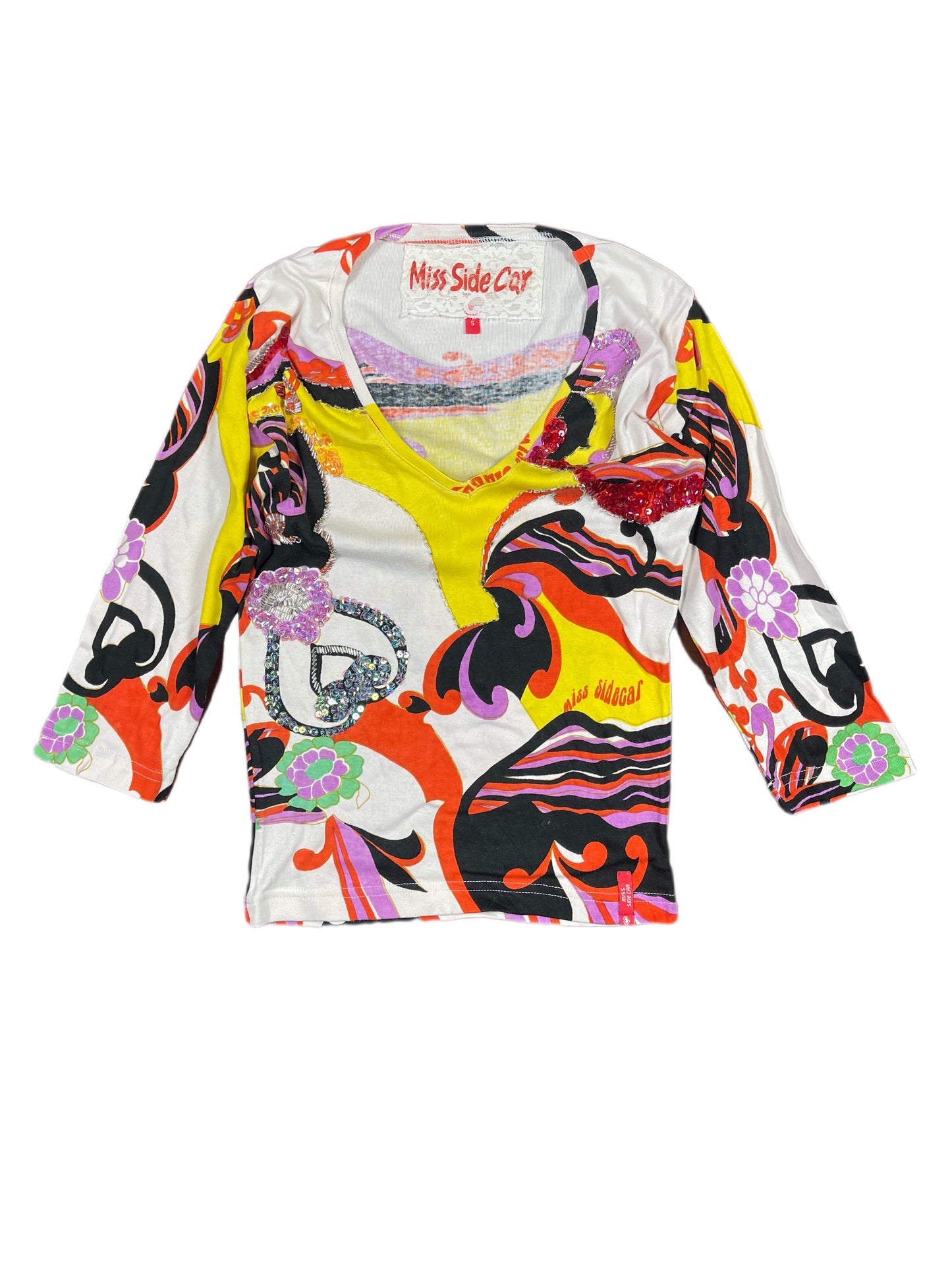Y2k Miss Side Car Long Sleeve Top Multicolor - S