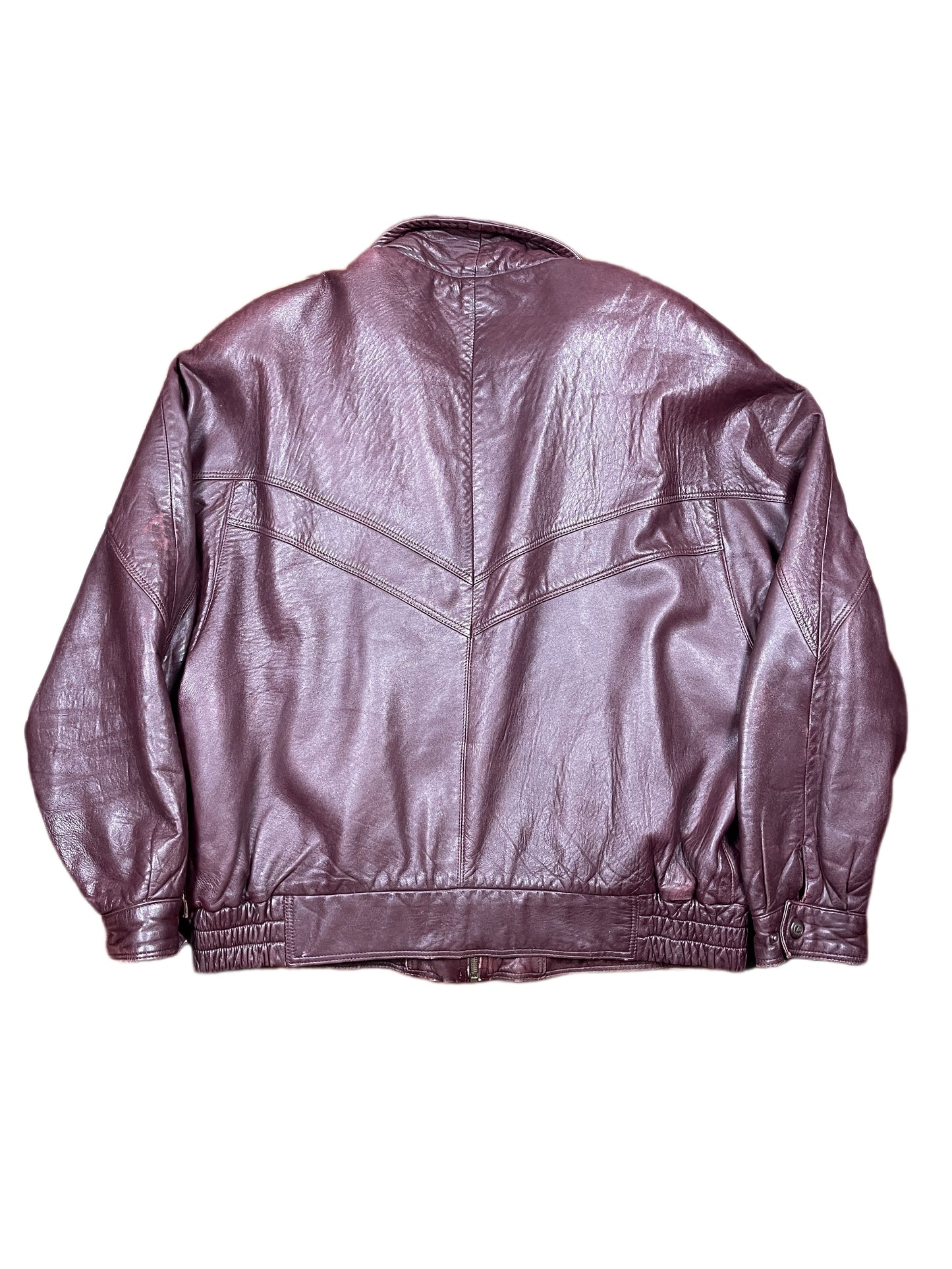 Vintage Leather Jacket Wine Red - XXXL