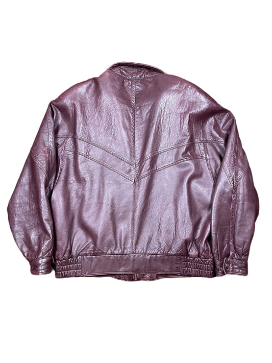 Vintage Leather Jacket Wine Red - XXXL