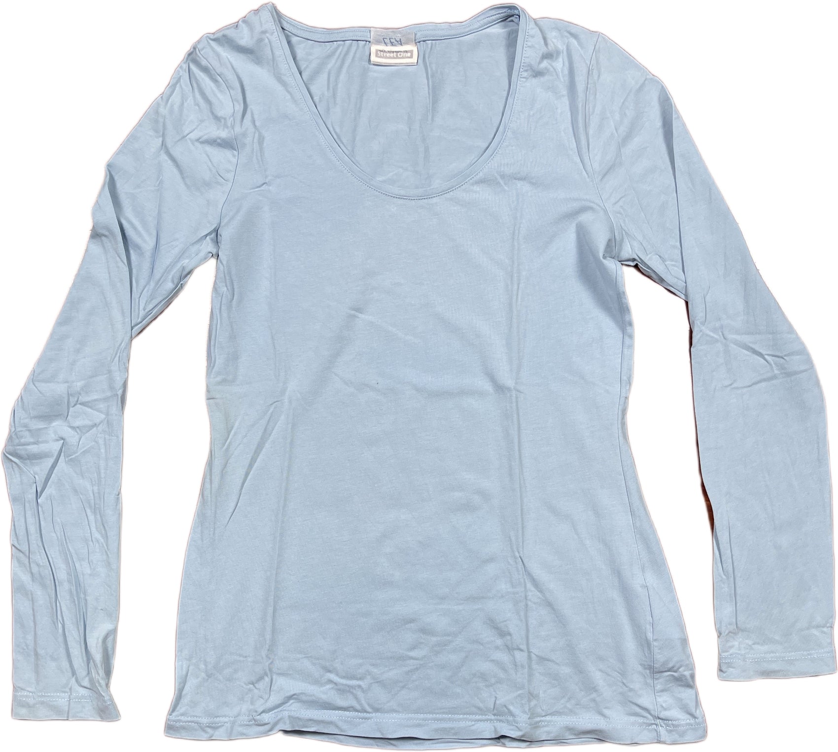 Street One Long Sleeve Top Baby Blue Cotton Blend