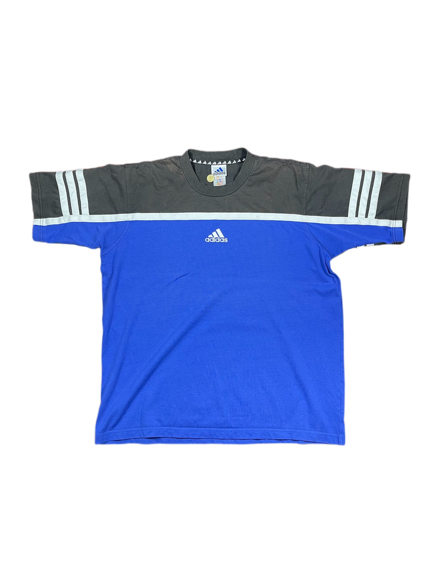 Vintage Adidas T-Shirt Blue Black - XXL
