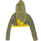 Y2k Long Sleeve Top with Hood Yellow Black - L