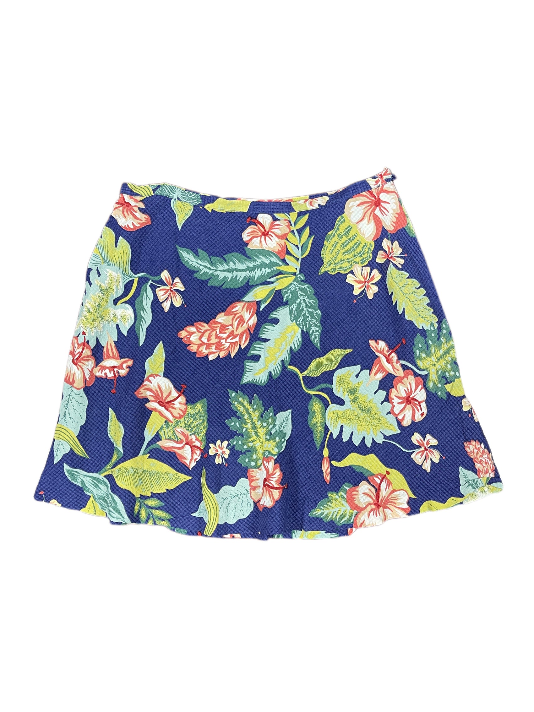Y2k Esprit Skirt Floral Motiv Navy Blue - L