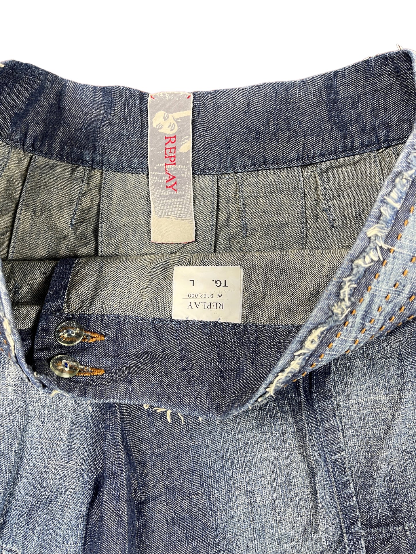 Y2k Replay Lo Waist Denim Skirt Blue - L
