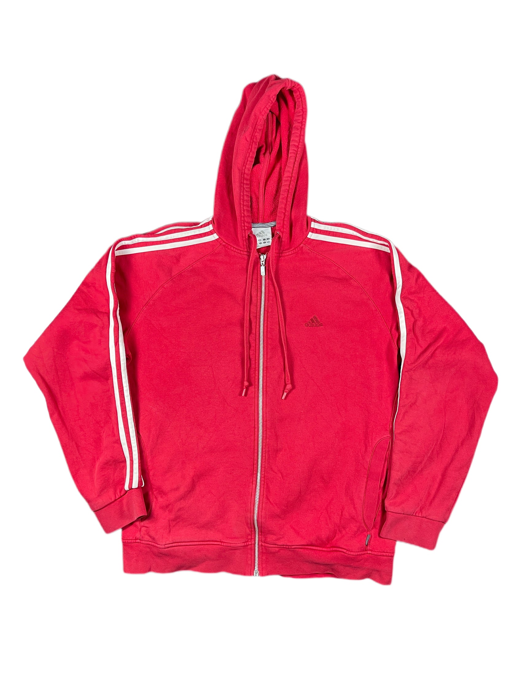 Y2k Adidas Hoodie Zip Sweater Jacket Red - M