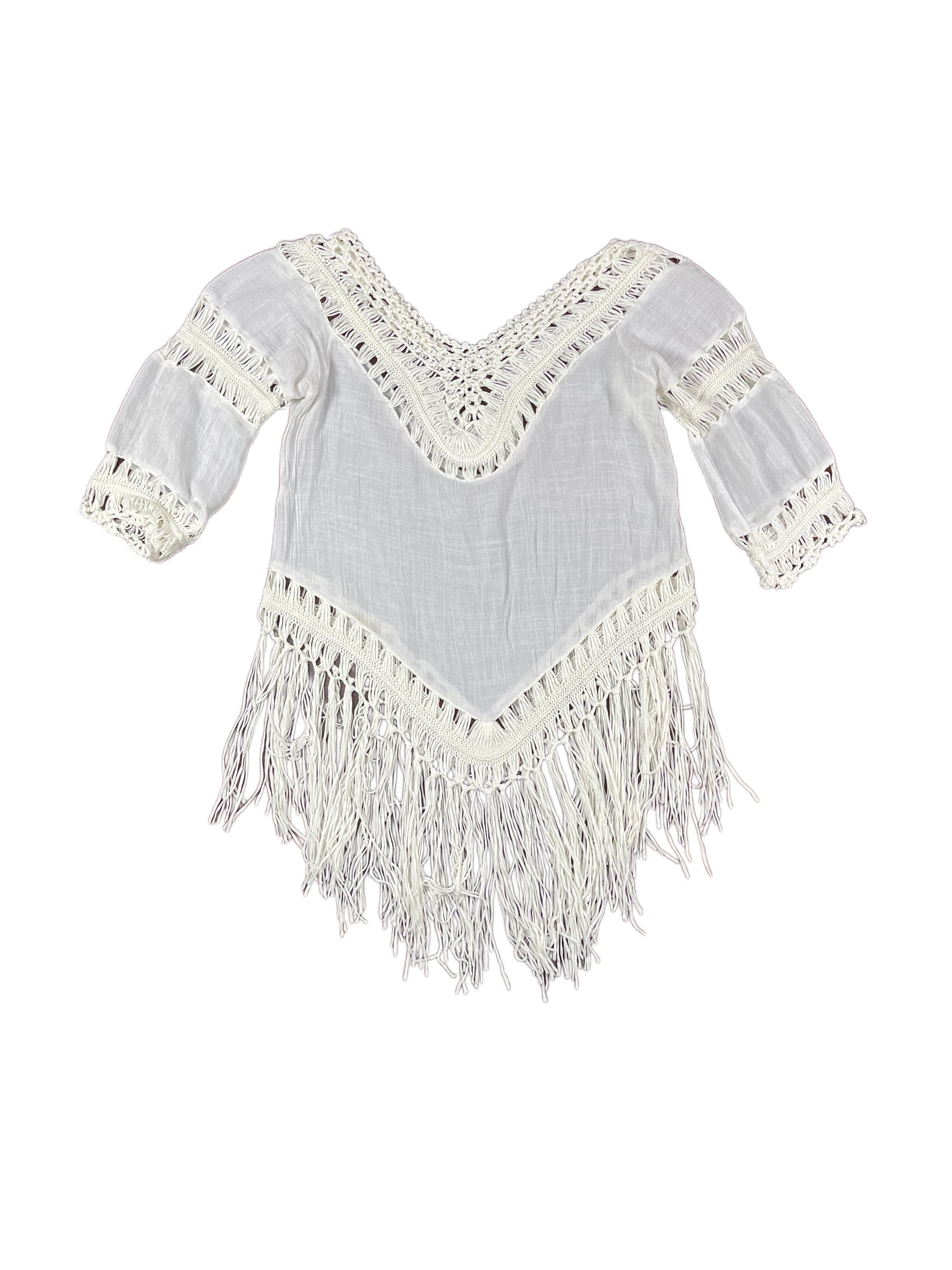 Short Sleeve Knitted Top White - M/L