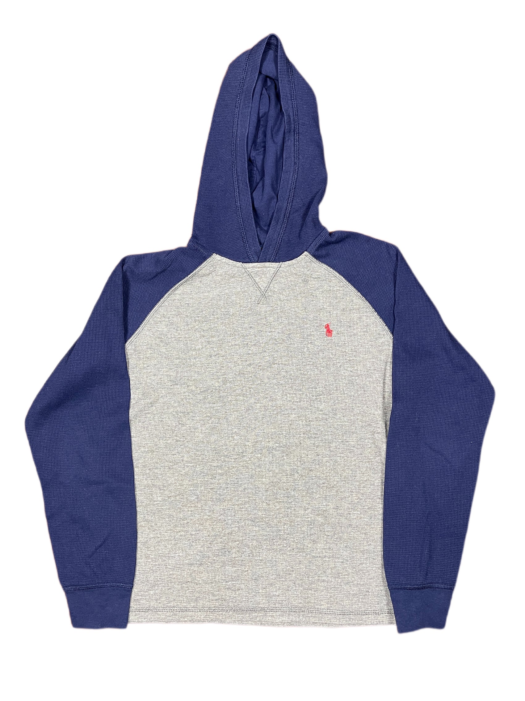 Y2k Polo Ralph Lauren Hoodie Sweatshirt Gray Blue - XS