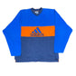 Vintage Adidas Sweatshirt Striped Blue Orange - L/XL