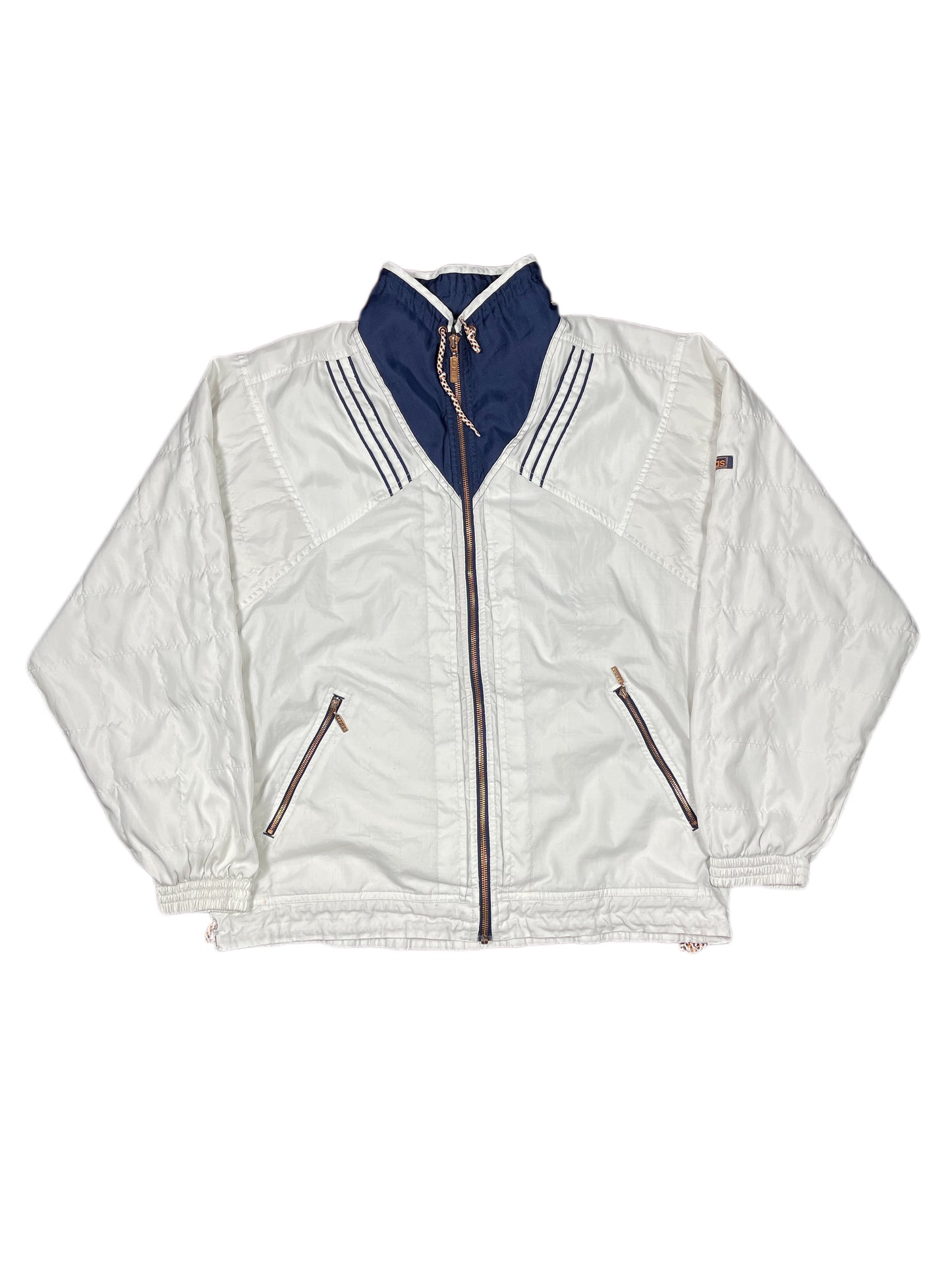 Vintage Adidas 1990s Sport Jacket White Navy - M/L