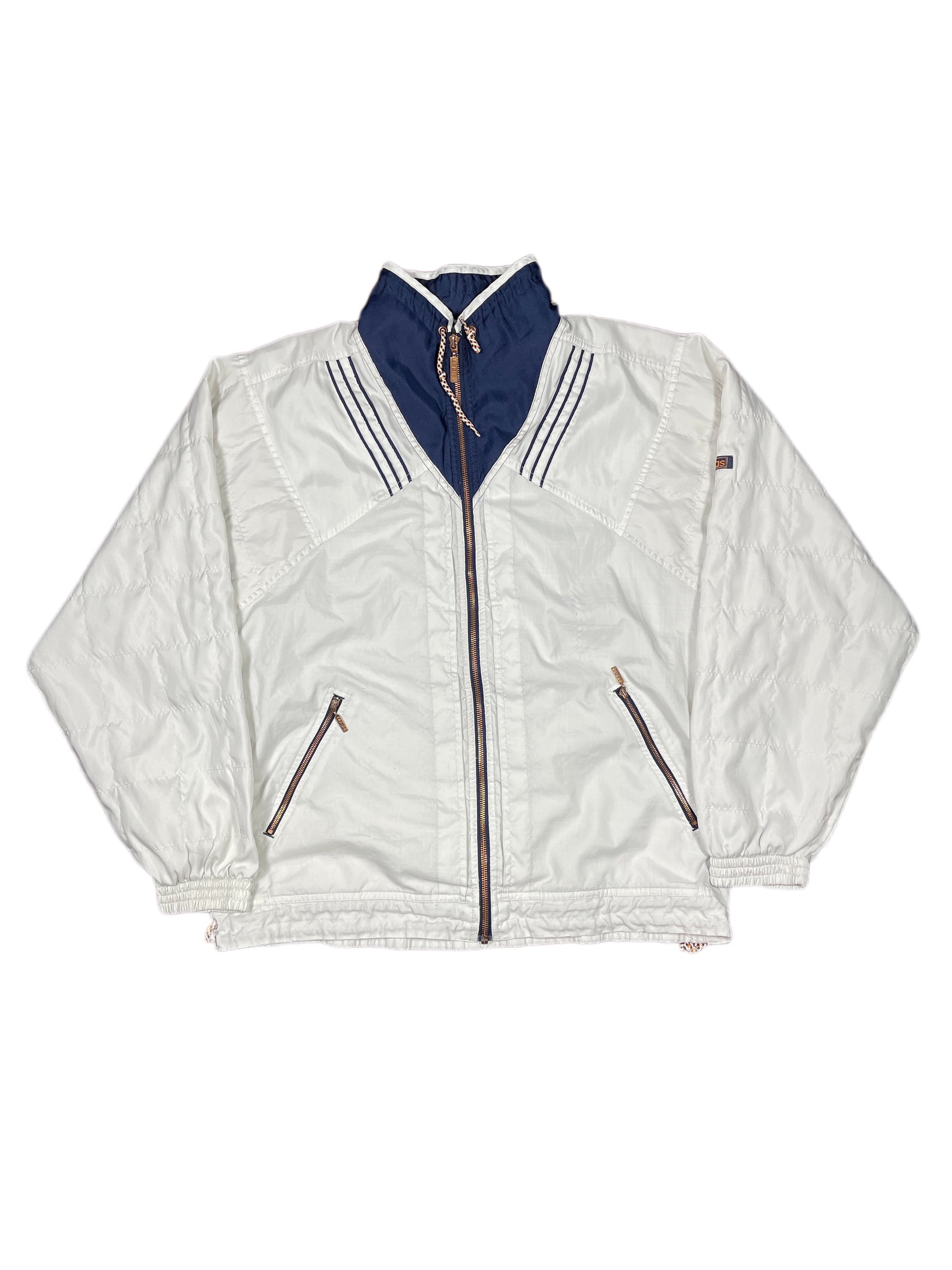 Vintage Adidas 1990s Sport Jacket White Navy - M/L