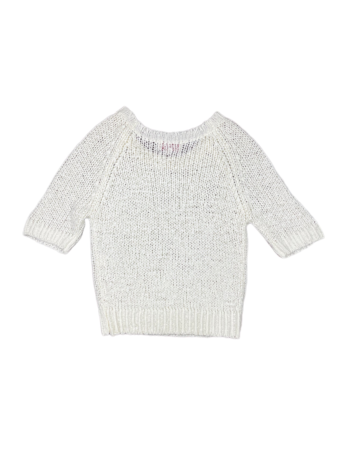 Rene Derhy Knitted Short Sleeve Sweatshirt White - S