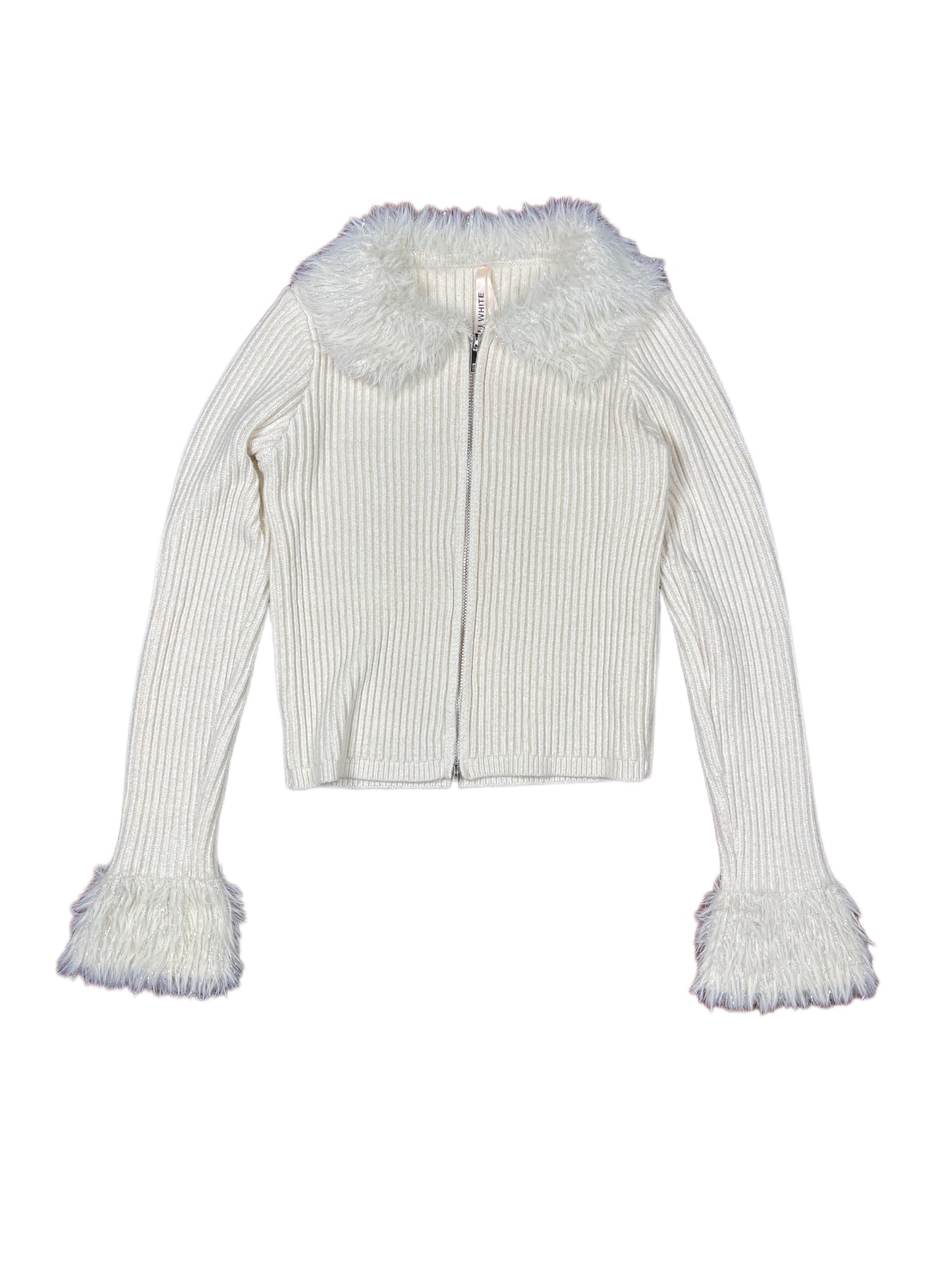 Elli White Zip Knit Sweatshirt White - S