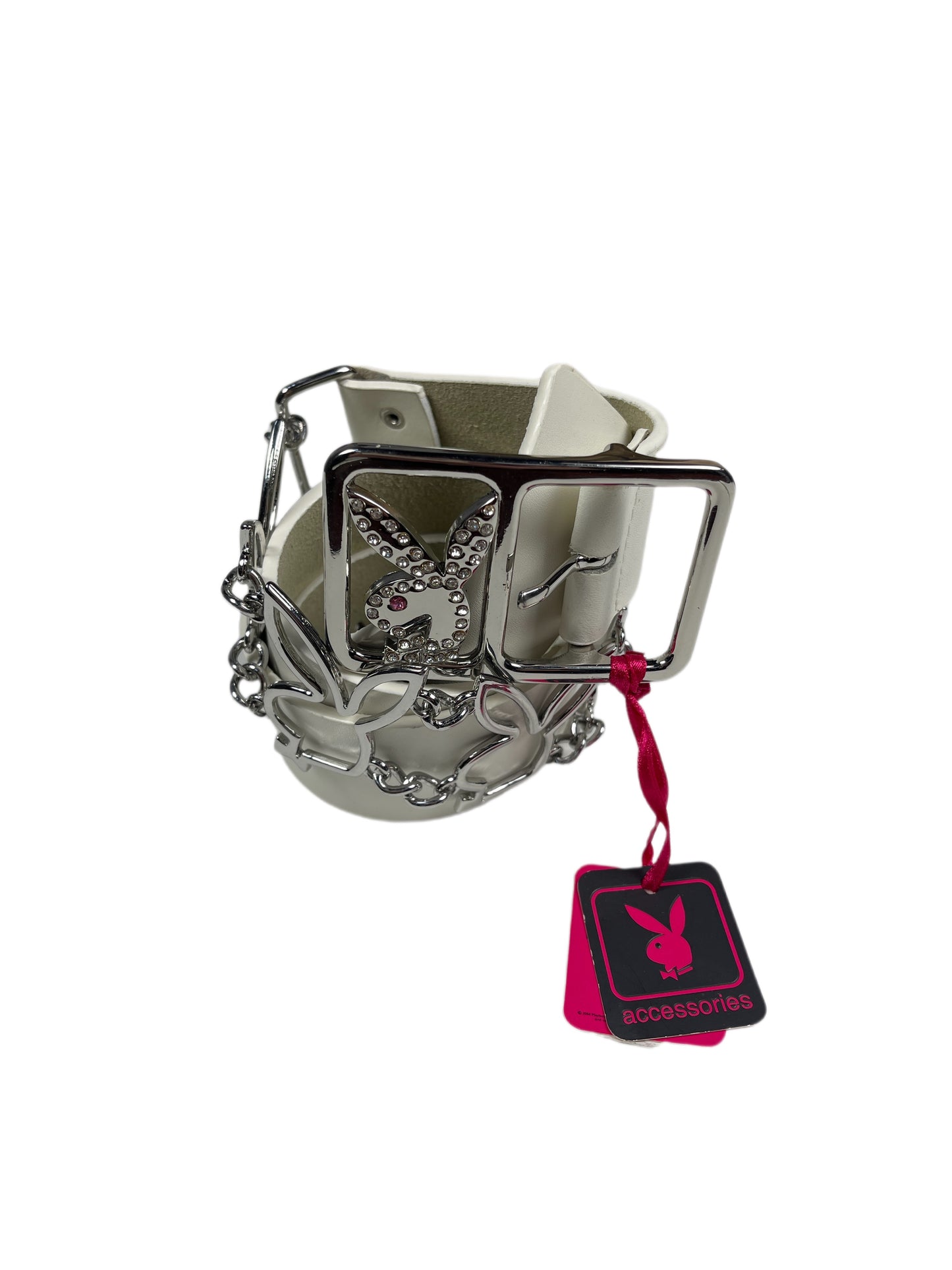 Y2k Playboy Leather Belt White 2004