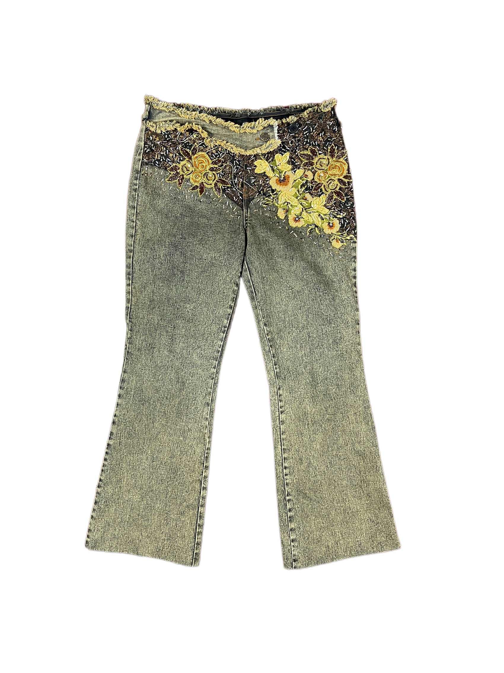 Vintage Flared Denim Pants Grayish - M