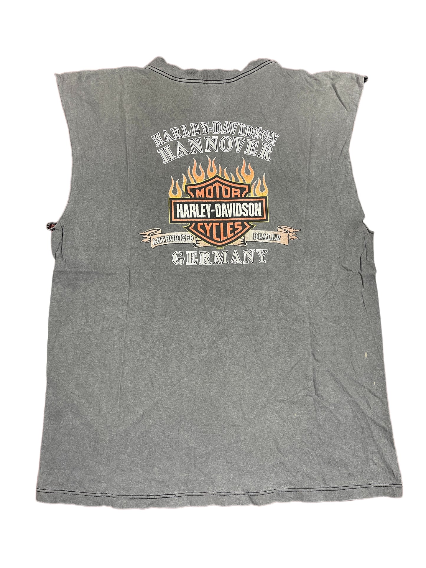 Vintage Harley Davidson 2002 Hannover Tank Top Distressed Gray - XL