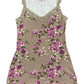 Y2k Boysens Sleeveless Dress Flowers Brown Purple - M