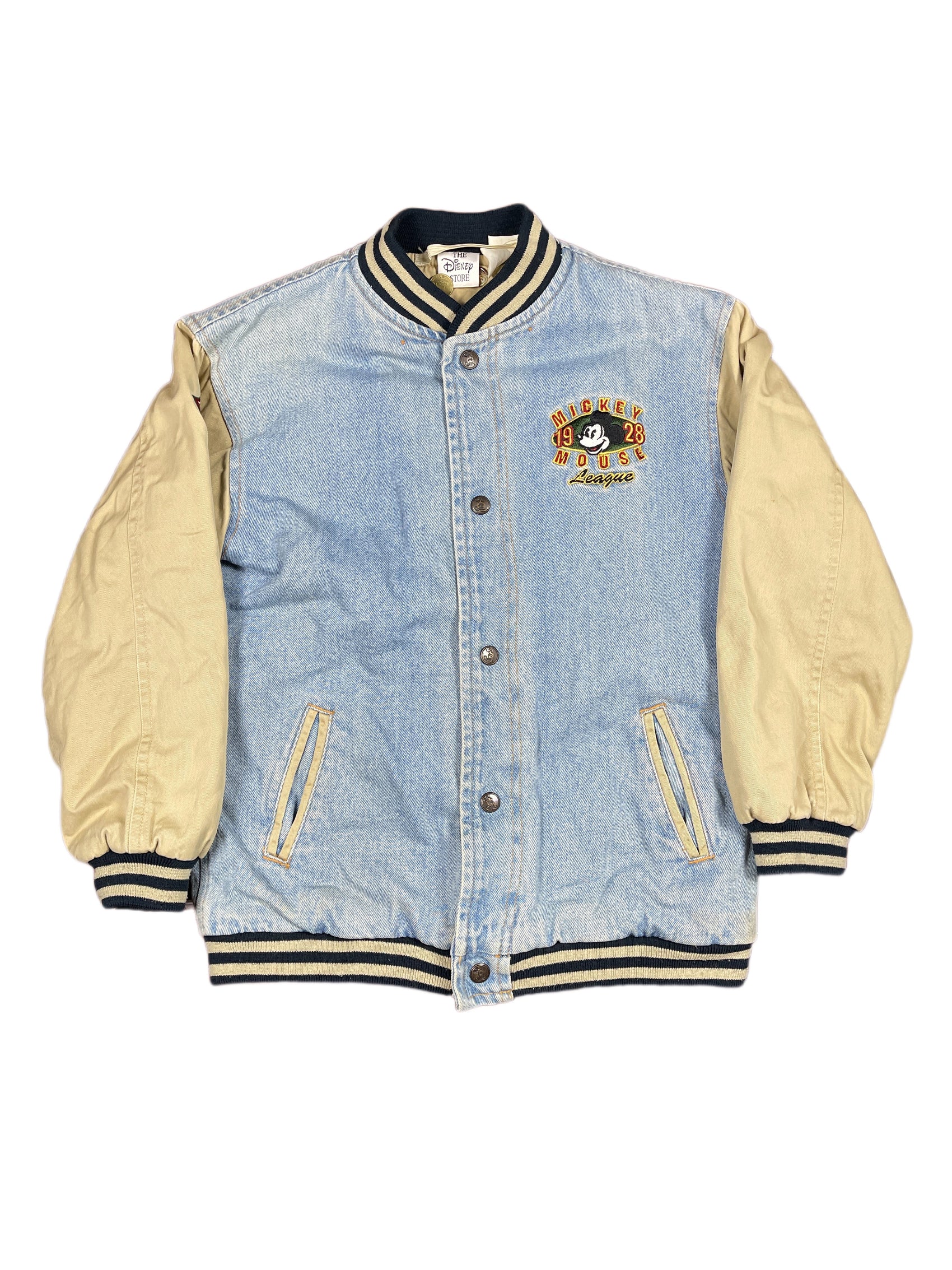 Vintage Disney Mickey Mouse 1990s Denim Collage Jacket Beige Blue - M