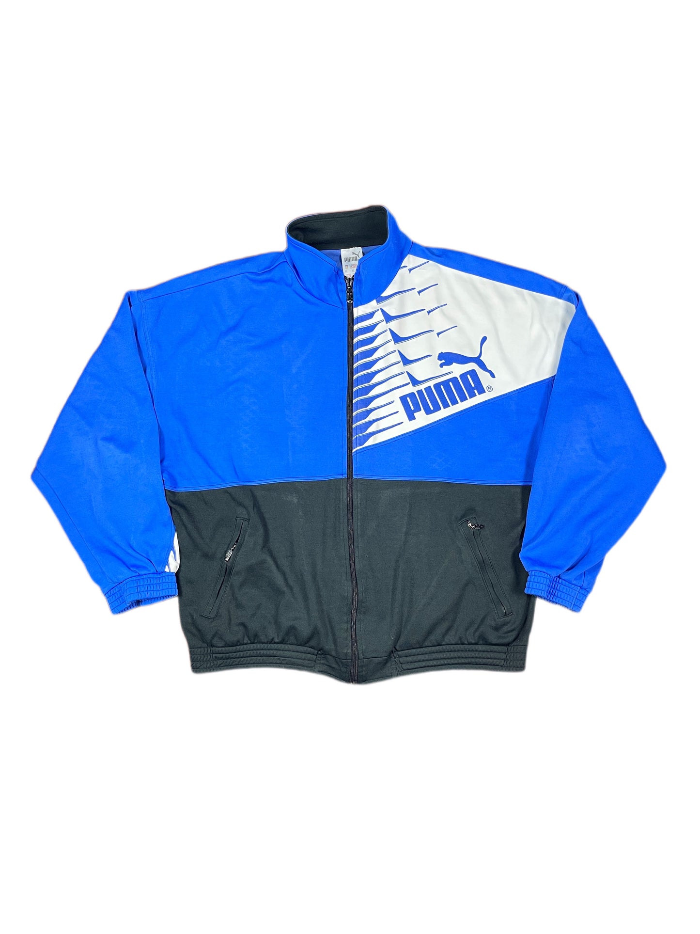 Vintage 90s Puma Track Jacket Black Blue - XL