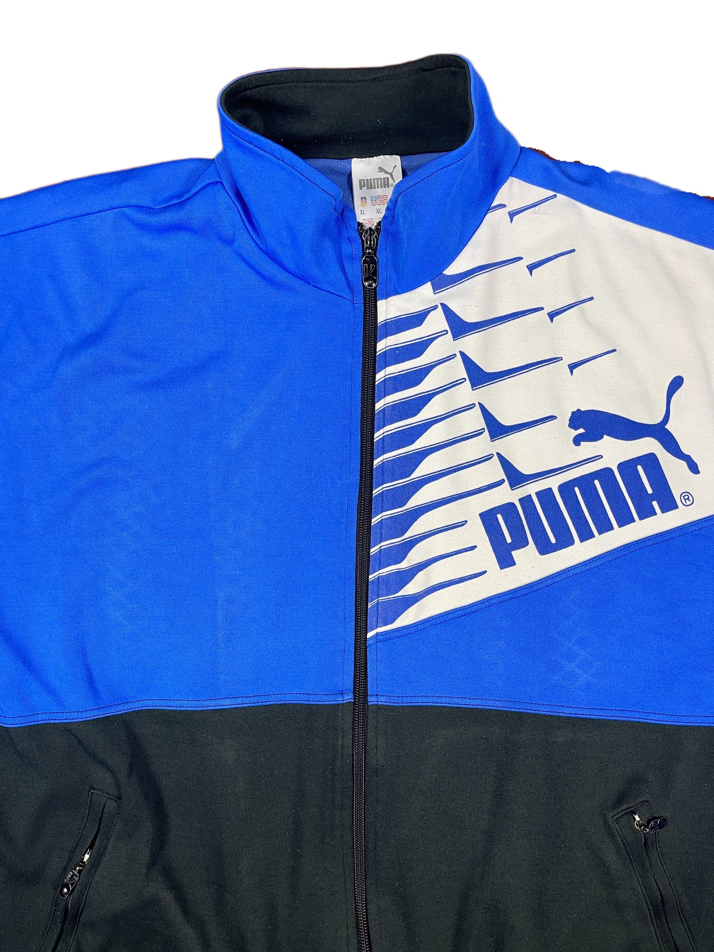 Vintage 90s Puma Track Jacket Black Blue - XL